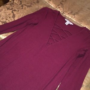 3/4 sleeve burgundy American eagle midi dress xs